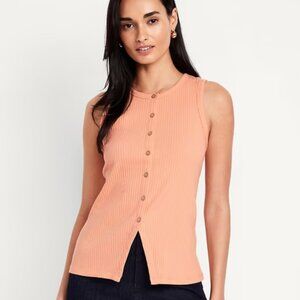 Old Navy Button-Down Ribbed Top in Daybreak XS